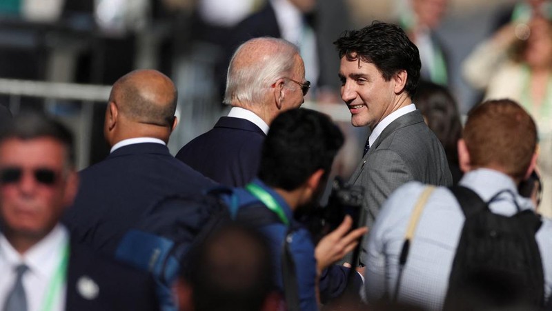 Para pemimpin G20 menghadiri acara peluncuran Aliansi Global Melawan Kelaparan dan Kemiskinan pada KTT G20 di Museum Seni Modern di Rio de Janeiro, Brasil pada Senin, 18 November 2024. (REUTERS/Leah Millis)