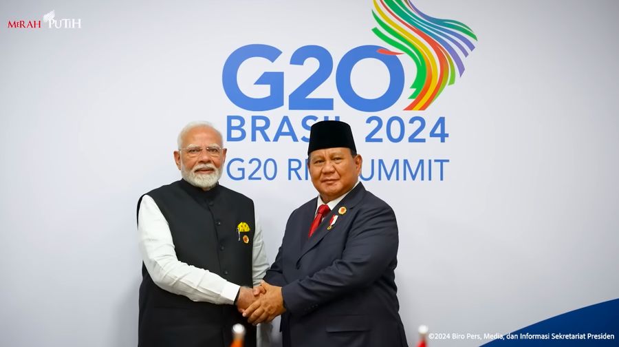 Pertemuan Bilateral Presiden Prabowo dengan PM India Narendra Modi, Rio de Janeiro, Senin (18/11/2024). (Tangkapan Layar Youtube Sekretariat Presiden)