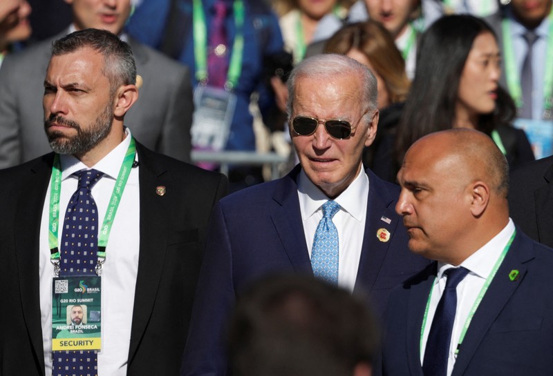 Para pemimpin G20 menghadiri acara peluncuran Aliansi Global Melawan Kelaparan dan Kemiskinan pada KTT G20 di Museum Seni Modern di Rio de Janeiro, Brasil pada Senin, 18 November 2024. Para pemimpin G20 menghadiri acara peluncuran Aliansi Global Melawan Kelaparan dan Kemiskinan pada KTT G20 di Museum Seni Modern di Rio de Janeiro, Brasil pada Senin, 18 November 2024. (REUTERS/Leah Millis)