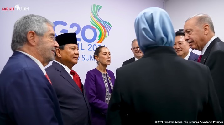 Presiden Prabowo Bertemu Para Pemimpin MIKTA di KTT G20 Brasil 2024, Rio de Janeiro,Senin (18/11/2024). (Tangkapan Layar Youtube Sekretariat Presiden)