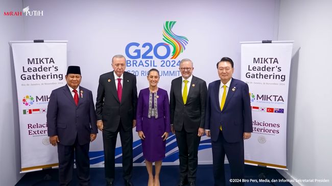 Momen Akrab Prabowo Bareng Erdogan, Sheinbaum, Yoon Suk Yeol di Brasil