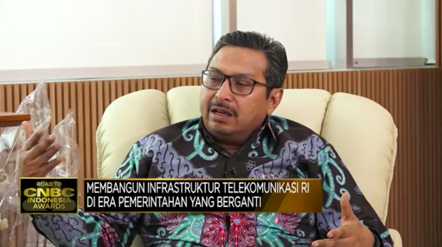 Direktur Jenderal Sumber Daya dan Perangkat Pos dan Informatika  KEMKOMDIGI, Ismail memberikan pemaparan dalam Road To CNBC Indonesia. (CNBC Indonesia TV)