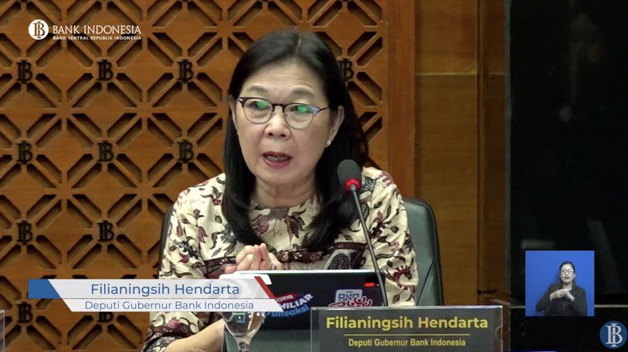 Filianingsih Hendarta dalam acara pengumuman hasil rapat dewan Gubernur Bulan November 2024. (Tangkapan layar)