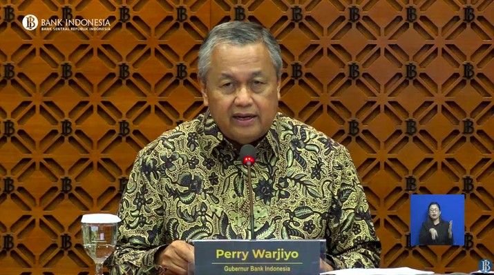 Gubernur Bank Indonesia, Perry Warjiyo saat memberikan Pengumuman Hasil Rapat Dewan Gubernur Bulanan Bulan November 2024. (Tangkapan Layar Youtube Bank Indonesia)