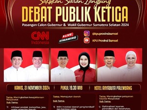 Debat Ketiga Pilgub Sumsel Kembali Digelar, Ini Temanya