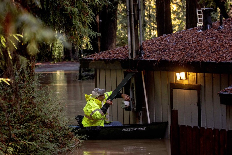 APTOPIX Severe Weather California A car is seen submerged in flooded water at Mirabel RV Park & Campground after severe weather in Forestville, Calif., Saturday, Nov. 23, 2024. (Stephen Lam/San Francisco Chronicle via AP)