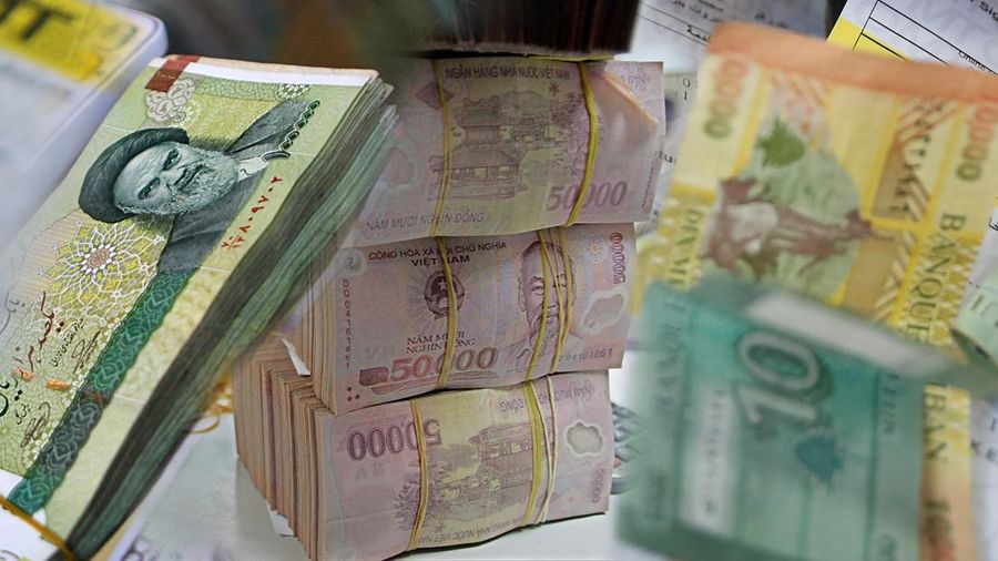 Foto Kolase Mata Uang Rial Iran, mata uang Vietnam Dong, Mata uang Lebanon, Lebanese Pound. Foto Kolase Mata Uang Rial Iran, mata uang Vietnam Dong, Mata uang Lebanon, Lebanese Pound. (AP Photo)