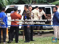 Naik Maung, Prabowo Datangi TPS untuk Nyoblos Pilkada