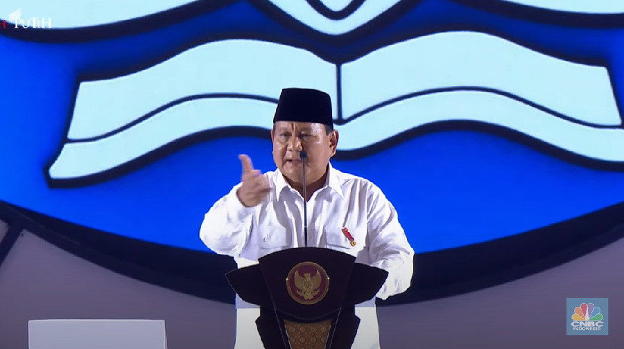 Presiden RI Prabowo Subianto di Puncak Peringatan Hari Guru Nasional, Jakarta, 28 November 2024. (Tangkapan Layar Youtube)