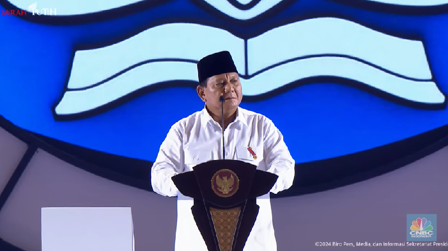 Presiden RI Prabowo Subianto di Puncak Peringatan Hari Guru Nasional, Jakarta, 28 November 2024. (Tangkapan Layar Youtube)
