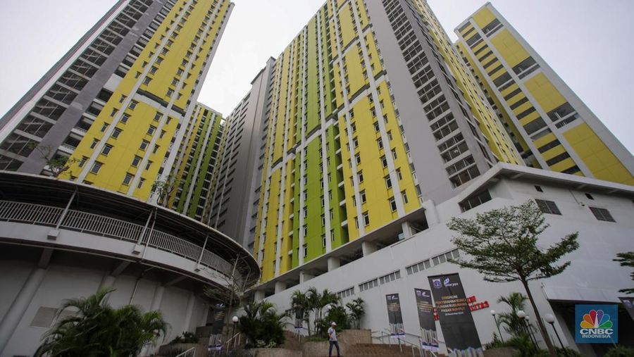 Suasana penyerahan kunci Rumah Susun Sewa (Rusunawa) Pasar Rumput, Jakarta, Kamis (28/11/2024). (CNBC Indonesia/Faisal Rahman)
