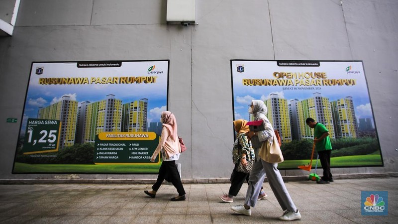 Suasana penyerahan kunci Rumah Susun Sewa (Rusunawa) Pasar Rumput, Jakarta, Kamis (28/11/2024). (CNBC Indonesia/Faisal Rahman)