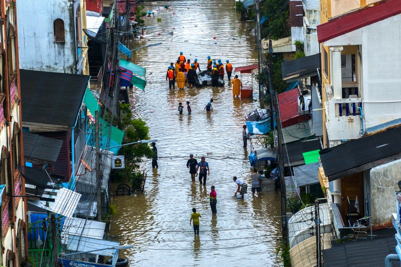 Pemandangan drone menunjukkan daerah yang terendam banjir di distrik Hat Yai, provinsi Songkhla, Thailand, 30 November 2024. Pemandangan drone menunjukkan daerah yang terendam banjir di distrik Hat Yai, provinsi Songkhla, Thailand, 30 November 2024. (REUTERS/Roylee Suriyaworakul)