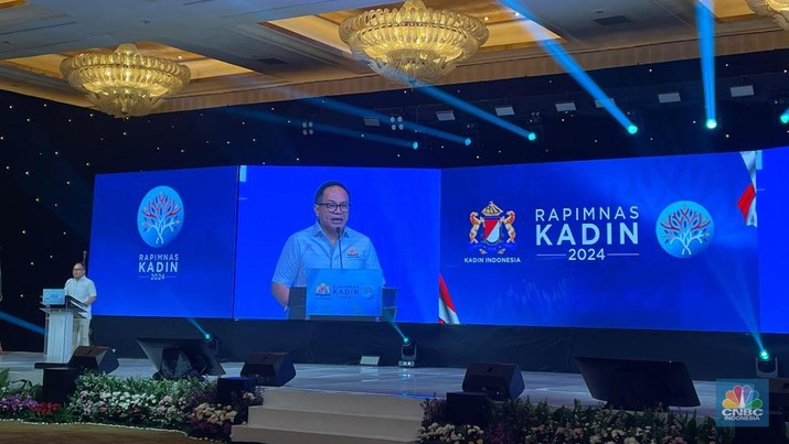 Wakil Menteri BUMN, Kartiko Wirioatmodjo dalam Rapat Pimpinan Nasional (Rapimnas) Kadin Indonesia 2024 di Jakarta Minggu, (1/12/2024). (CNBC Indonesia/Romys Binekasri)