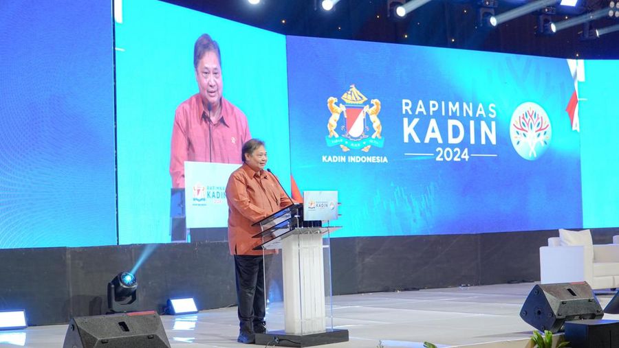 Menteri Koordinator Bidang Perekonomian Airlangga Hartarto, hadir dalam Rapimnas KADIN 2024. (Dok. Kemenko Perekonomian)