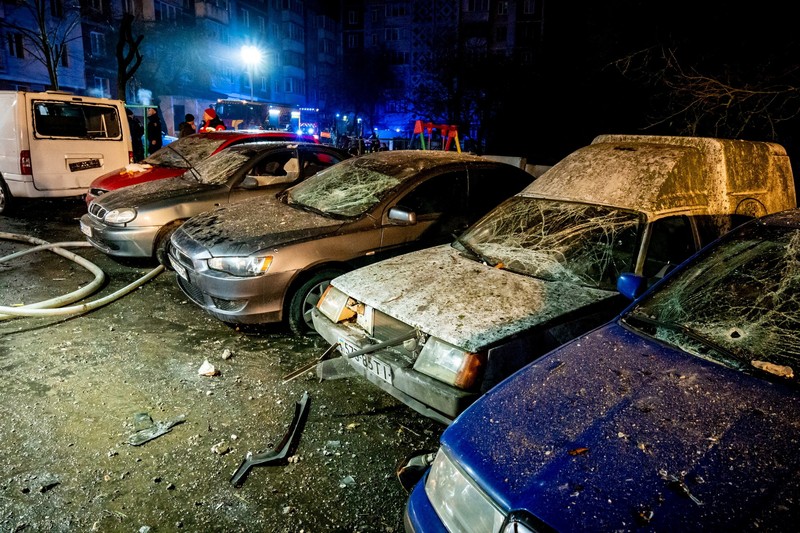 Suasanapasca serangan pesawat nirawak Rusia di kota Ternopil, Ukraina barat, Senin (2/12/2024). (Ternopil region/Handout via REUTERS)