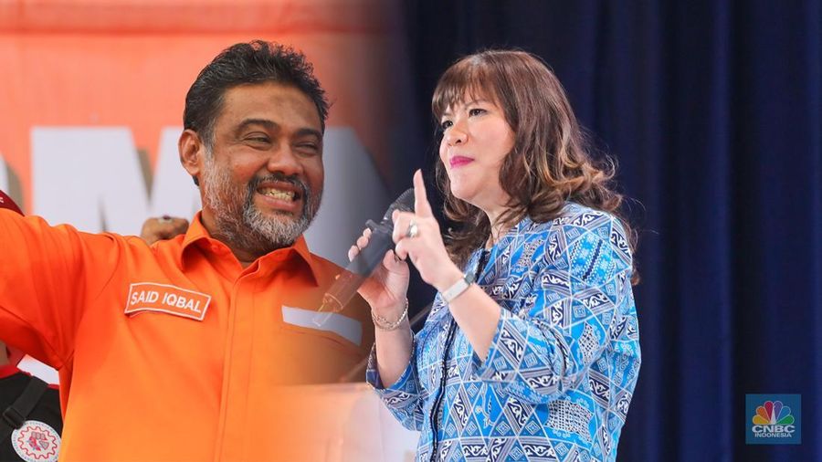 Foto kolase Presiden Partai Buruh, Said Iqbal dan Ketua Umum APINDO, Shinta W Kamdani, (CNBC Indonesia/Faisal Rahman)