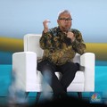 Deputi Bidang Usaha Kecil Kementerian UMKM Temmy Satya Permana memberikan pemaparan dalam acara Sarasehan 100 Ekonom 2024 di Menara Bank Mega, Jakarta pada Selasa, (3/12/2024). (CNBC Indonesia/Tri Susilo)