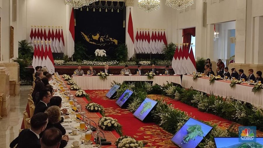 Presiden Prabowo Subianto memanggil 50 pebisnis asal Amerika Serikat ke Istana Negara, Jakarta, Selasa (3/12/2024). (CNBC Indonesia/Emir Yanwardhana)