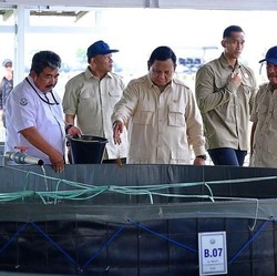 Prabowo & Trenggono Blusukan Cek Tambak Raksasa Ikan Nila di Karawang