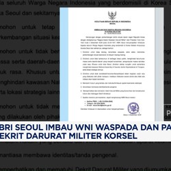 Video: KBRI Seoul Imbau WNI Waspada & Patuhi Dekrit Darurat Militer