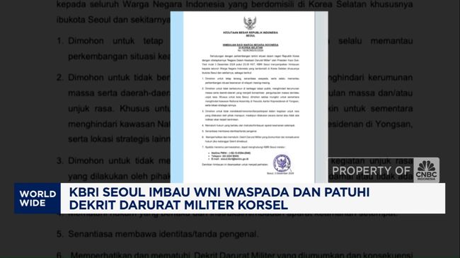 Video: KBRI Seoul Imbau WNI Waspada dan Patuhi Dekrit Darurat Militer