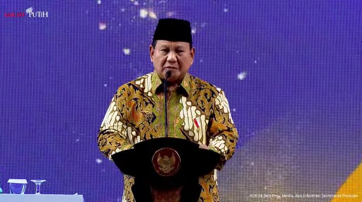 Presiden Prabowo Subianto memberikan sambutan dalam pembukaan Sidang Tanwir dan Resepsi Milad ke-112 Muhammadiyah, Kupang, Rabu (4/12/2024). (Tangkapan Layar Youtube Sekretariat Presiden)