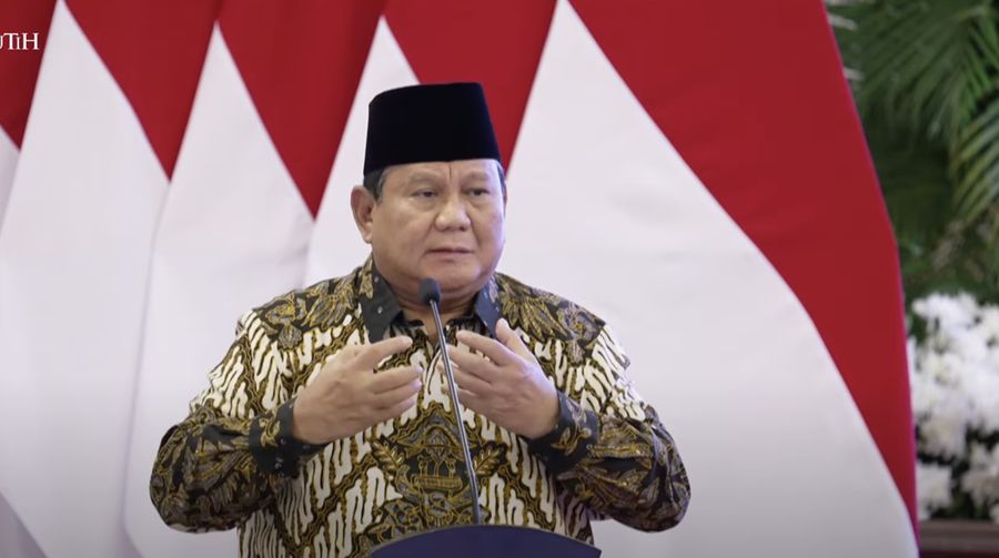 Prabowo Penyerahan DIPA dan Buku Alokasi Transfer Ke Daerah Tahun Anggaran 2025 di Istana Negara, Jakarta, Selasa (10/12/2024). (Tangkapan layar Youtube Setpres RI)