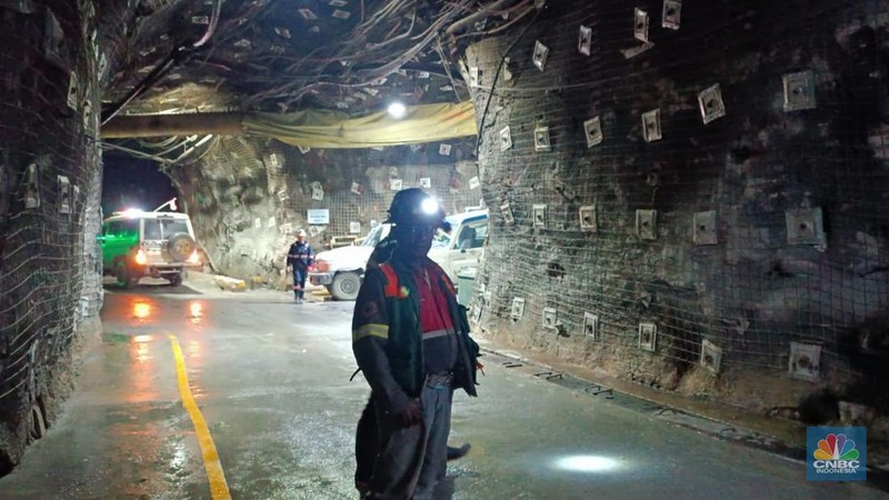 Tambang Emas Bawah Tanah Terbesar Milik Freeport, Kamis (12/11/2024). (CNBC Indonesia/Pratama Guitarra)