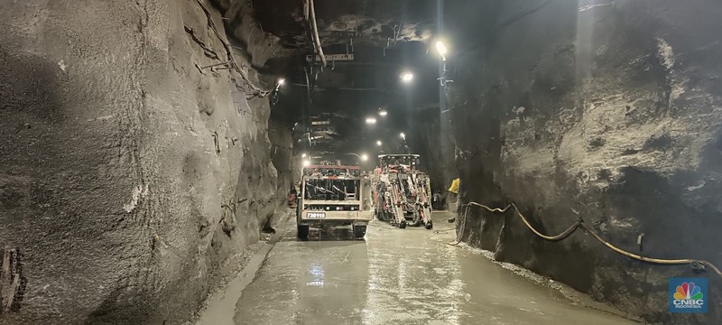 Tambang Emas Bawah Tanah Terbesar Milik Freeport, Kamis (12/11/2024). (CNBC Indonesia/Pratama Guitarra) Tambang Emas Bawah Tanah Terbesar Milik Freeport, Kamis (12/11/2024). (CNBC Indonesia/Pratama Guitarra)