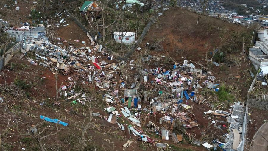 A drone view shows the damage in the aftermath of Cyclone Chido, in Kaweni, Mayotte, France, December 18, 2024. REUTERS/Yves Herman