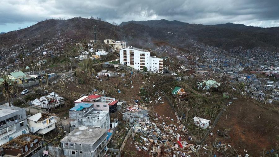 A drone view shows the damage in the aftermath of Cyclone Chido, in Kaweni, Mayotte, France, December 18, 2024. REUTERS/Yves Herman