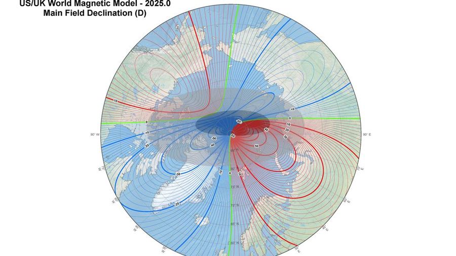Model Magnetik Dunia 2025, salah satu alat utama yang dikembangkan untuk memodelkan perubahan medan magnet Bumi. (Dok. NOAA NCEI)