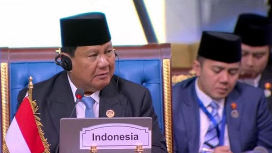 Presiden Prabowo Subianto memberikan sambutan dalam Konferensi Tingkat Tinggi (KTT) Ke-11 Developing Eight (D8) di Kairo, Mesir, Kamis (19/12/2024). (Dok. Pool Host D-8)