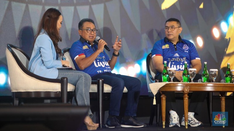 Press Conference & Official Launch of team Jakarta LavAni Livin’ Transmedia di Plaza Mandiri, Jakarta, Jumat (20/12/2024).  (CNBC Indonesia/Faisal Rahman)