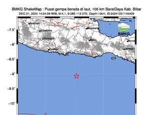 Gempa M 4,1 Guncang Blitar