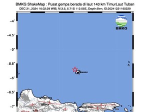 Gempa M 3,5 Guncang Tuban