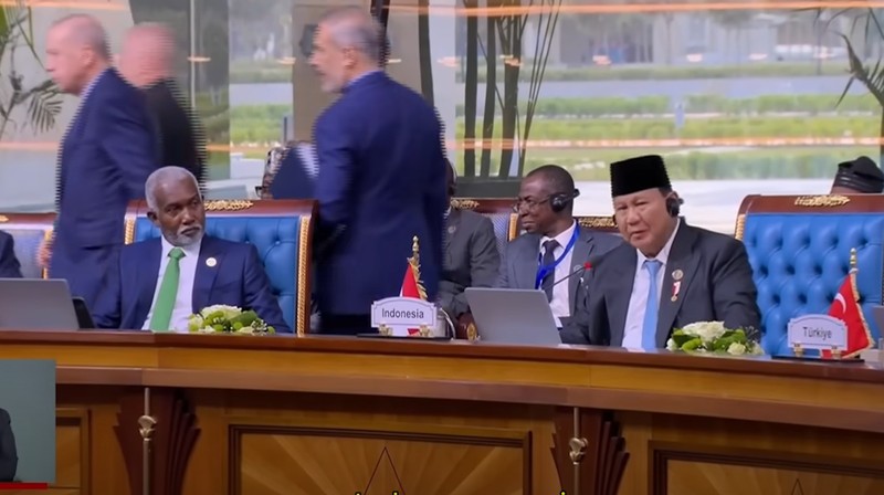 Presiden Prabowo Subianto memberikan pidato pernyataan pada sesi khusus Konferensi Tingkat Tinggi (KTT) Ke-11 Developing Eight (D-8) di Istana Kepresidenan New Administrative Capital, Kairo, Mesir, pada Kamis (19/12/2024. (Tangkapan Layar Youtube)