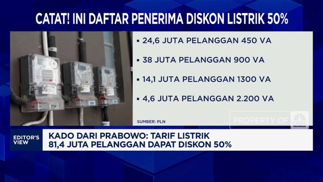 Kado Prabowo Untuk Kelas Menengah, Diskon Tarif Listrik 50%