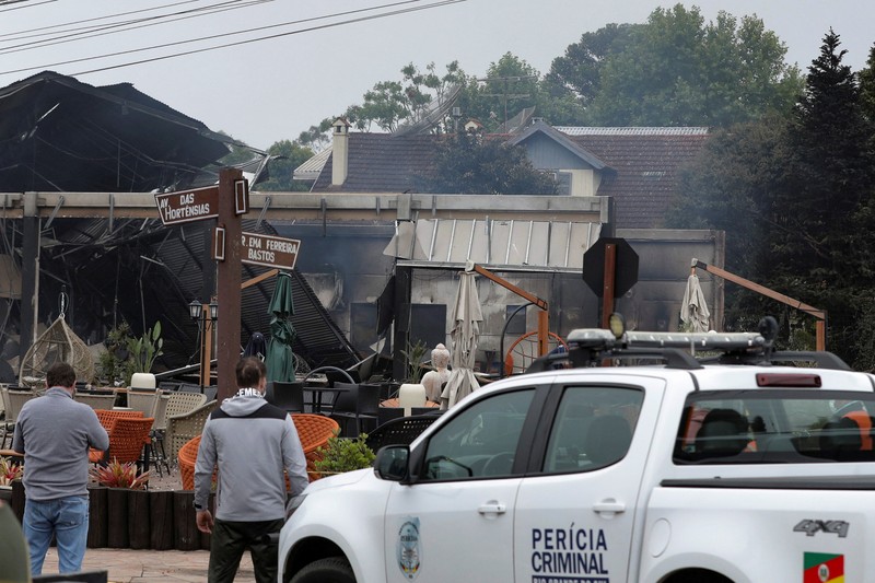 Foto udara meunjukkan lokasi jatuhnya pesawat di pusat Gramado, negara bagian Rio Grande do Sul, Brasil, Minggu (22/12/2024). (Mauricio Tonetto/Rio Grande do Sul State Government/Handout via REUTERS) Foto udara meunjukkan lokasi jatuhnya pesawat di pusat Gramado, negara bagian Rio Grande do Sul, Brasil, Minggu (22/12/2024). (Mauricio Tonetto/Rio Grande do Sul State Government/Handout via REUTERS)