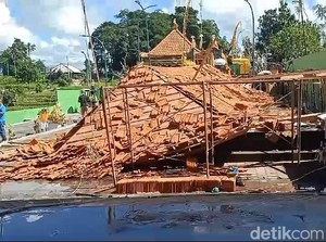 Dikerjakan Buru-buru, Balai Pesandekan Rp 300 Juta dari BKK Badung Roboh