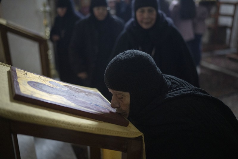 Israel Palestinians Christmas Nuns walk along the Church of the Nativity, traditionally believed to be the birthplace of Jesus, on Christmas Eve, in the West Bank city of Bethlehem, Tuesday, Dec. 24, 2024. (AP Photo/Matias Delacroix)