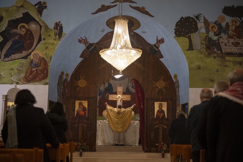 Israel Palestinians Christmas Nuns walk along the Church of the Nativity, traditionally believed to be the birthplace of Jesus, on Christmas Eve, in the West Bank city of Bethlehem, Tuesday, Dec. 24, 2024. (AP Photo/Matias Delacroix)