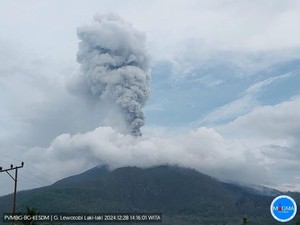 Gunung Lewotobi Laki-laki Erupsi 3 Kali, Ketinggian Capai 1.000 Meter