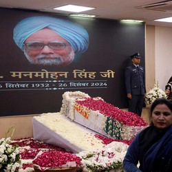 Potret Prosesi Pemakaman Mantan PM India Manmohan Singh