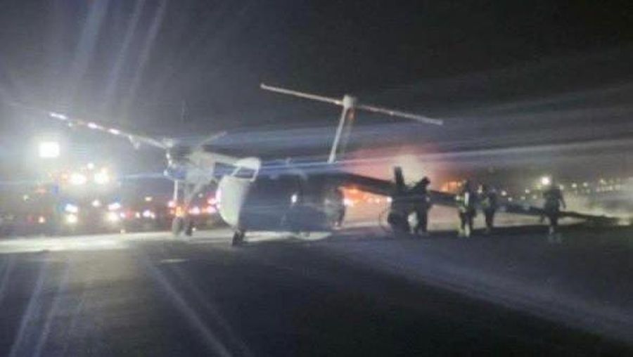 This aerial photo show the burn-out Japan Airlines plane at Haneda airport on Wednesday, Jan. 3, 2024, in Tokyo, Japan. The large passenger plane and a Japanese coast guard aircraft collided on the runway at Tokyo's Haneda Airport on Tuesday and burst into flames, killing several people aboard the coast guard plane, officials said. (Kyodo News via AP)