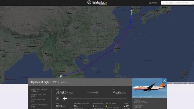 Simak! Rute Pesawat Jeju Air Sebelum Jatuh di Bandara Muan, Korsel