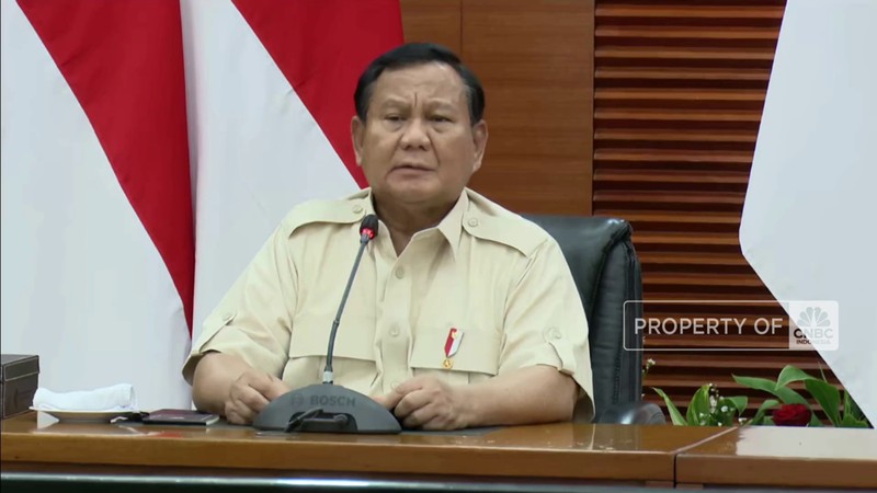 Calon presiden nomor urut 02 Praowo Subianto saat knferensi pers usai Penetapan Hasil Pilpres KPU 2024 di Kartanegara, Jakarta, Rabu (20/3/2024).  (REUTERS/Willy Kurniawan)