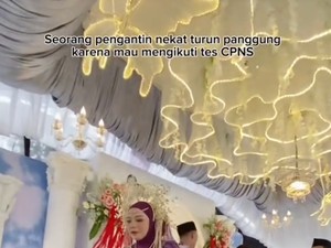 Pengantin Viral, Masih Pakai Kebaya Pernikahan Ikut Tes SKB CPNS