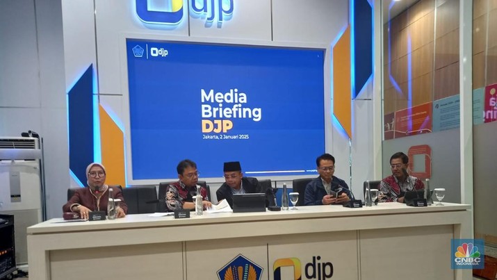 Kegiatan Media Briefing tentang PMK 131 Tahun 2024, di Kantor Pusat Ditjen Pajak Kemenkeu, Kamis (2/1/2024). (CNBC Indonesia/Arrijal Rachman)